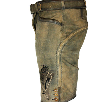 MADDOX Kurze Herren Lederhose "Felixsee" mit Gürtel | Antik H. Antik