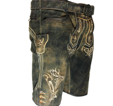 MADDOX Kurze Herren Lederhose "Felixsee" mit Gürtel | Antik H. Schiefer