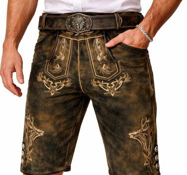 MADDOX Kurze Herren Lederhose "Felixsee" mit Gürtel | Antik H. Schiefer