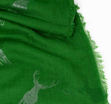 Trachten Halstuch Schal Uni mit Glitter Hirsch | Grün