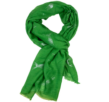 Trachten Halstuch Schal Uni mit Glitter Hirsch | Grün