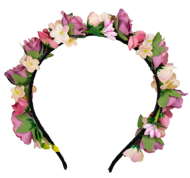 Blumen Haarreif "Sabia" mit Rosen und Blüten | Altrosa Creme