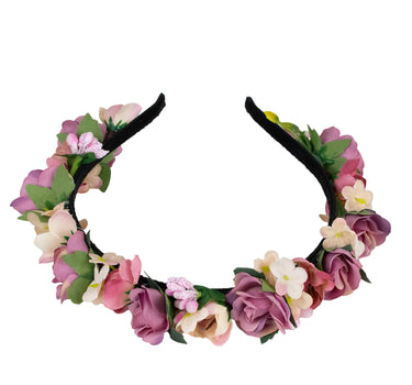 Blumen Haarreif "Sabia" mit Rosen und Blüten | Altrosa Creme