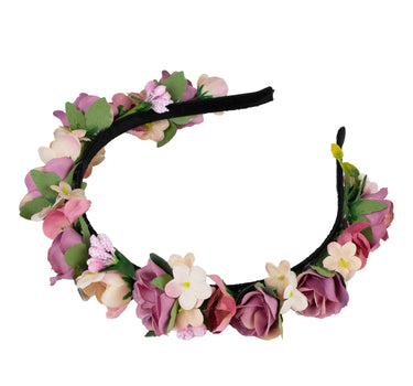 Blumen Haarreif "Sabia" mit Rosen und Blüten | Altrosa Creme