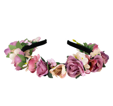 Blumen Haarreif "Sabia" mit Rosen und Blüten | Altrosa Creme