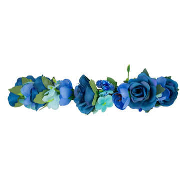 Blumen Haarreif "Sabia" mit Rosen und Blüten | Blau