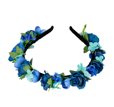 Blumen Haarreif "Sabia" mit Rosen und Blüten | Blau