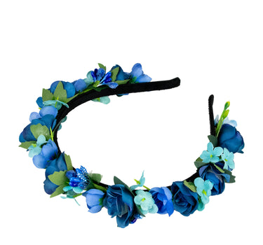 Blumen Haarreif "Sabia" mit Rosen und Blüten | Blau
