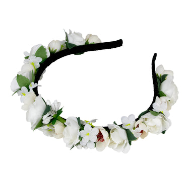 Blumen Haarreif "Sabia" mit Rosen und Blüten | Creme Weiß