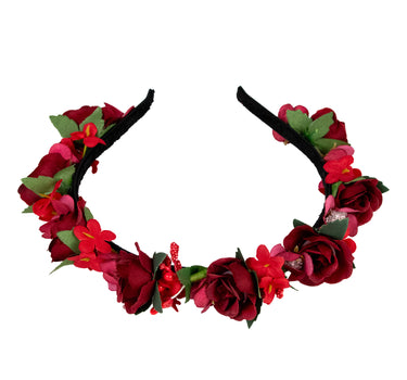 Blumen Haarreif "Sabia" mit Rosen und Blüten | Rot