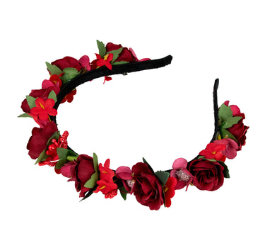 Blumen Haarreif "Sabia" mit Rosen und Blüten | Rot
