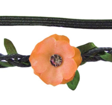Blumen Haarband mit Blüten und glitzernden Schmucksteinen Apricot