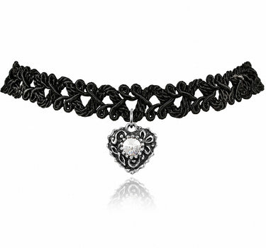 LUISIA® Spitzen Kropfband "Malina" mit Herzanhänger | Schwarz