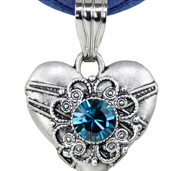 LUISIA® Halskette "Paula" - Herzanhänger und Premium Kristall | Ozeanblau