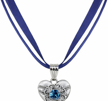 LUISIA® Halskette "Paula" - Herzanhänger und Premium Kristall | Ozeanblau