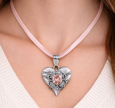 LUISIA® Halskette "Paula" - Herzanhänger und Premium Kristall | Rosa