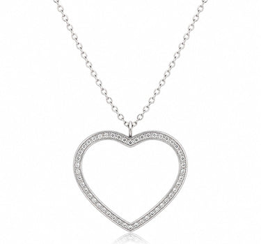 LUISIA Edelstahl Halskette 80+5 cm Silber mit Anhänger | Herz mit Zirkonia