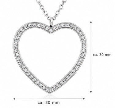 LUISIA Edelstahl Halskette 80+5 cm Silber mit Anhänger | Herz mit Zirkonia