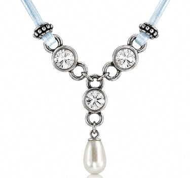 LUISIA® Halskette "Cami" mit Kristallen von Swarovski® und Perle | Hellblau