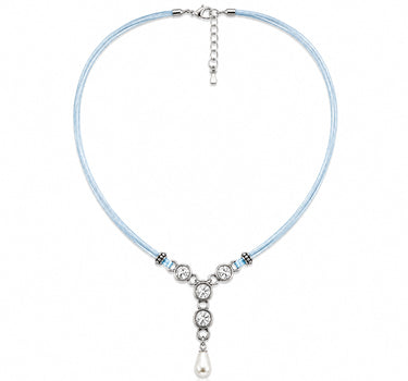 LUISIA® Halskette "Cami" mit Kristallen von Swarovski® und Perle | Hellblau