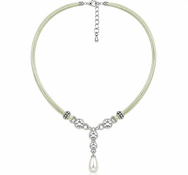 LUISIA® Halskette "Cami" mit Kristallen von Swarovski® und Perle | Lindgrün