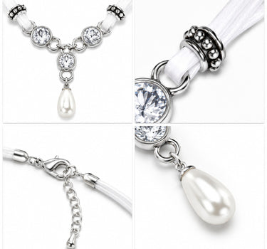 LUISIA® Halskette "Cami" mit Kristallen von Swarovski® und Perle | Weiß