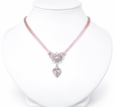 LUISIA Halskette "Chiara" mit Herzblüte, Strassherz und Premium Kristallen | Altrosa