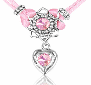 LUISIA Halskette "Chiara" mit Herzblüte, Strassherz und Premium Kristallen | Rosa