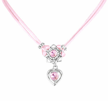LUISIA Halskette "Chiara" mit Herzblüte, Strassherz und Premium Kristallen | Rosa