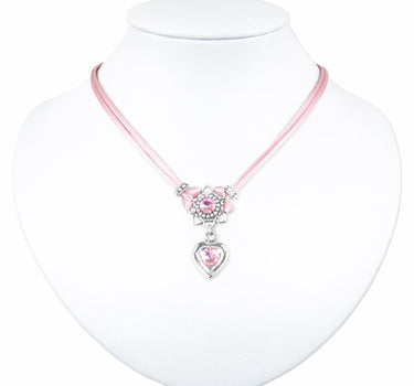 LUISIA Halskette "Chiara" mit Herzblüte, Strassherz und Premium Kristallen | Rosa