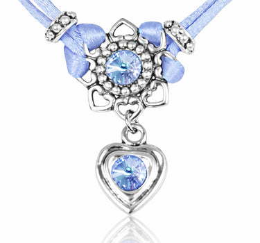 LUISIA® Halskette "Chiara" Herzblüte - Kristalle von Swarovski® | Taubenblau