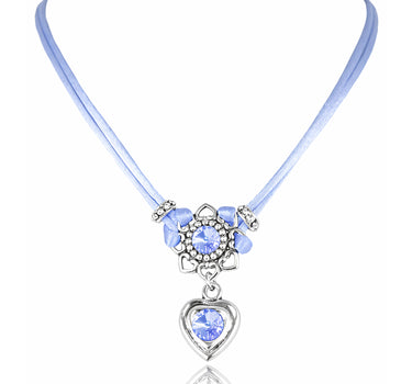 LUISIA® Halskette "Chiara" Herzblüte - Kristalle von Swarovski® | Taubenblau