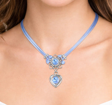 LUISIA® Halskette "Chiara" Herzblüte - Kristalle von Swarovski® | Taubenblau