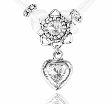 LUISIA® Halskette "Chiara" Herzblüte - Kristalle von Swarovski® | Weiß