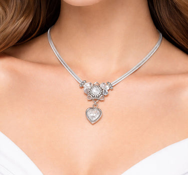 LUISIA® Halskette "Chiara" Herzblüte - Kristalle von Swarovski® | Weiß