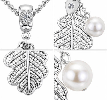 LUISIA® Doppelhalskette "Eichblatt" mit Kristallen von Swarovski® | Silber