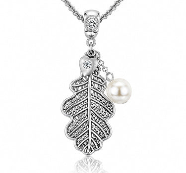 LUISIA® Doppelhalskette "Eichblatt" mit Kristallen von Swarovski® | Silber