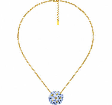 LUISIA® Halskette "Mia" mit Blüten Kugel - 16 Karat vergoldet | Hellblau