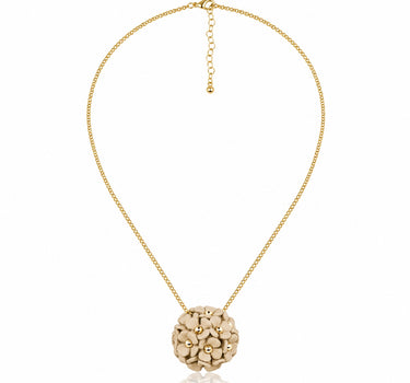 LUISIA® Halskette "Mia" mit Blüten Kugel - 16 Karat vergoldet | Sand