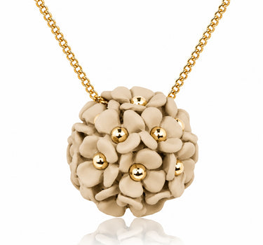 LUISIA® Halskette "Mia" mit Blüten Kugel - 16 Karat vergoldet | Sand