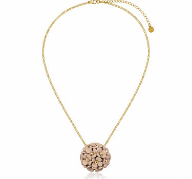 LUISIA® Halskette "Mia" mit Blüten Kugel - 16 Karat vergoldet | Altrosa