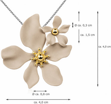 LUISIA® Halskette "Nelia" mit Blumen - 16 Karat vergoldet | Sand