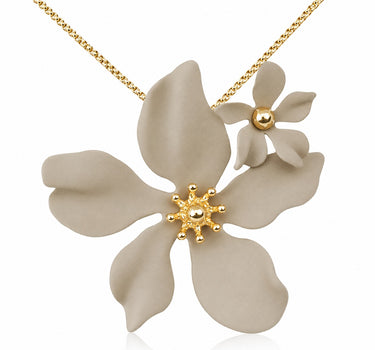 LUISIA® Halskette "Nelia" mit Blumen - 16 Karat vergoldet | Sand
