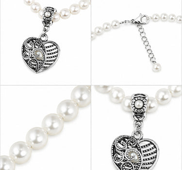 LUISIA® Perlenkette "Ariela" mit Herzanhänger | Halskette Collier