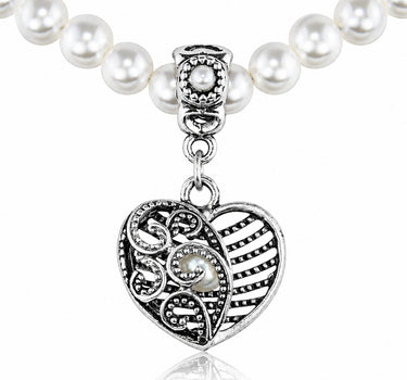 LUISIA® Perlenkette "Ariela" mit Herzanhänger | Halskette Collier