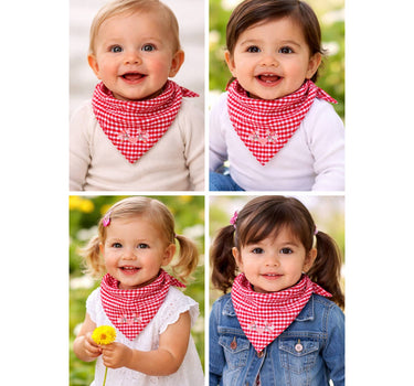 BONDI Baby Mädchen Halstuch Dreieckstuch 87001 | Rot Weiß kariert