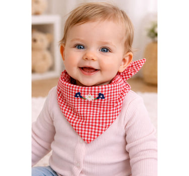 BONDI Baby Mädchen Halstuch Dreieckstuch 91847 | Rot Weiß kariert