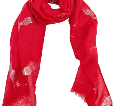 Trachten Halstuch Schal Uni mit Glitter Hirsch | Rot