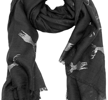 Trachten Halstuch Schal Uni mit Glitter Hirsch | Schwarz