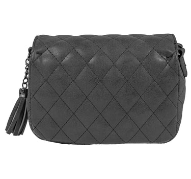 Gesteppte Handtasche "Alessia" mit Applikation | Schwarz